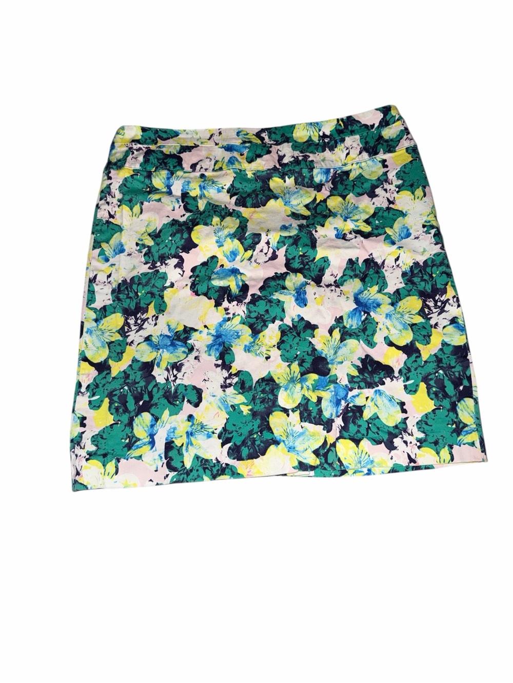 Floral Pencil Mini Skirt in Green & Yellow